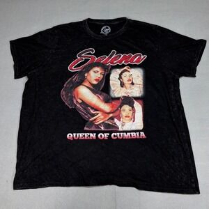 Selena Queen of Cumbia U.S. Tour Black Mineral Wash Graphic T-Shirt 2X